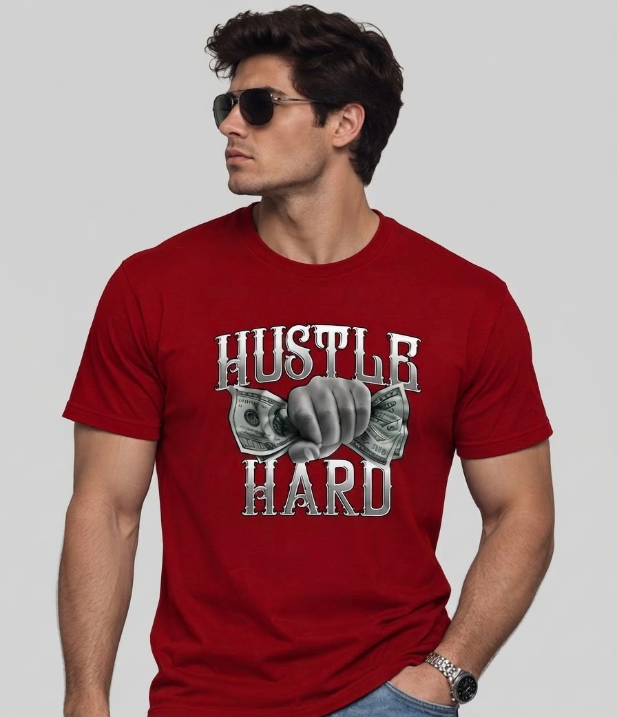 Men’s Graphic Printed Premium Hustle Hard T-Shirt