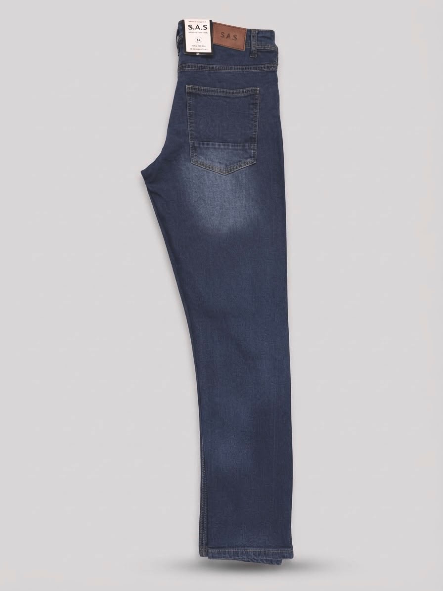 S.A.S Men’s Ripped Blue Slim Fit Jeans - Image 2