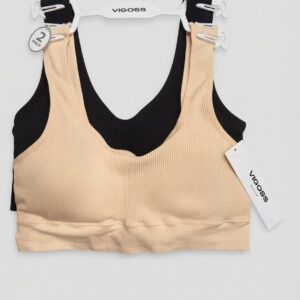 2 Pack VIGOSS Seamless Ribbed Sports Bra – Women’s Comfort Innerwear